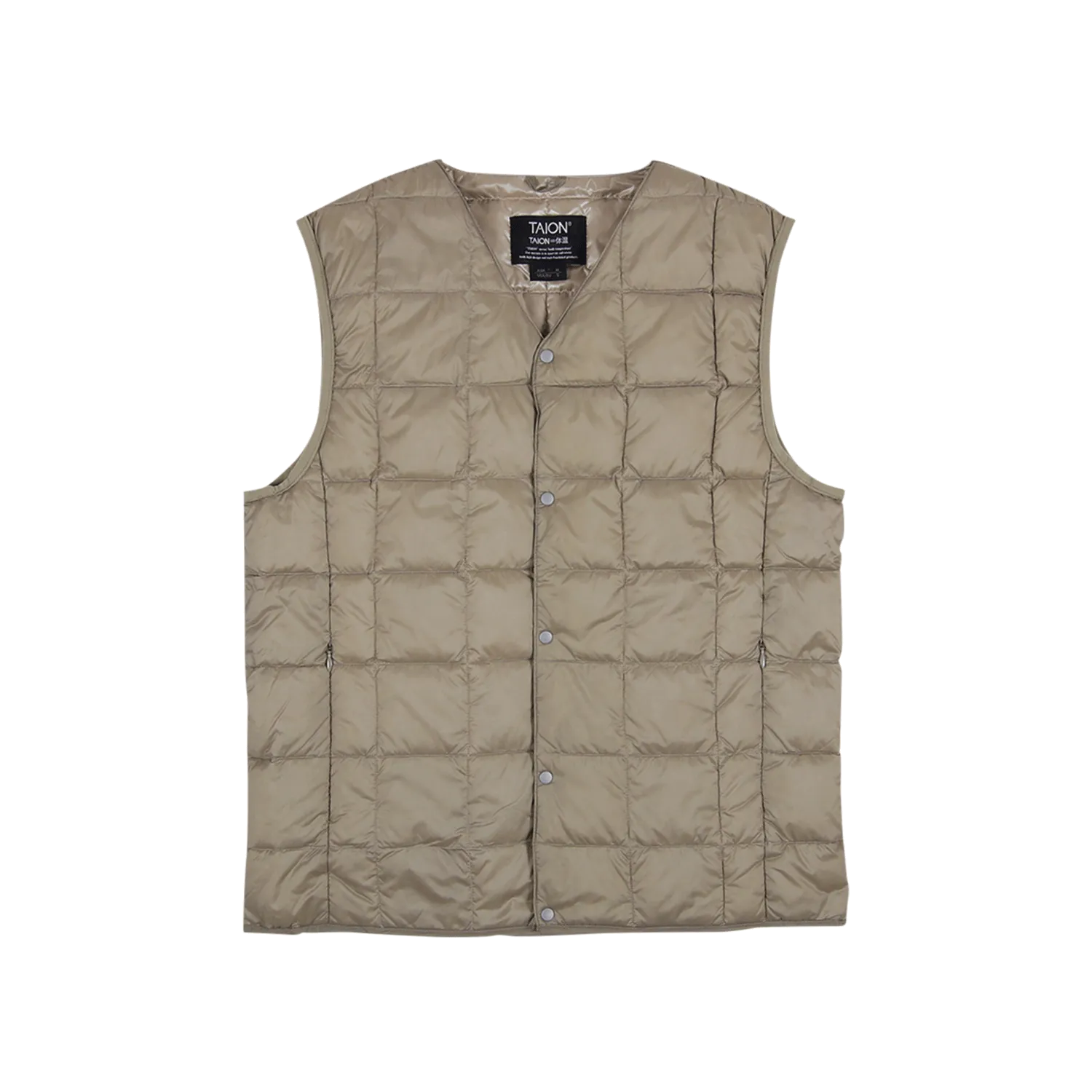 V-Neck Down Vest - Khaki