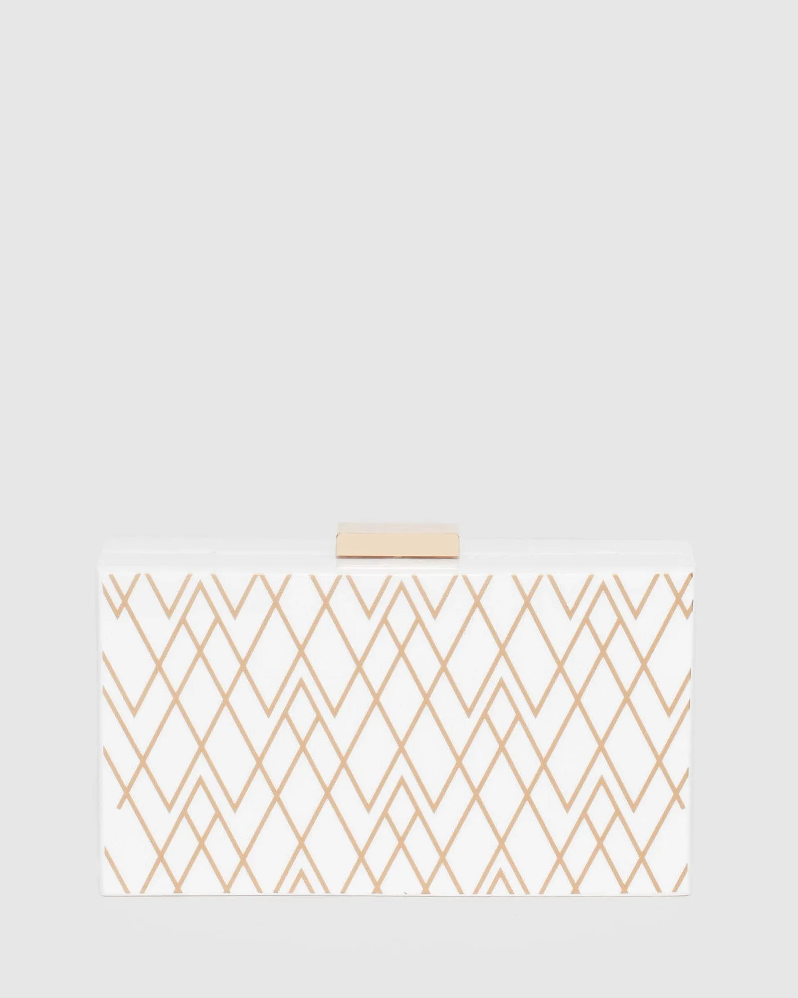 White Rowena Geo Acrylic Clutch Bag