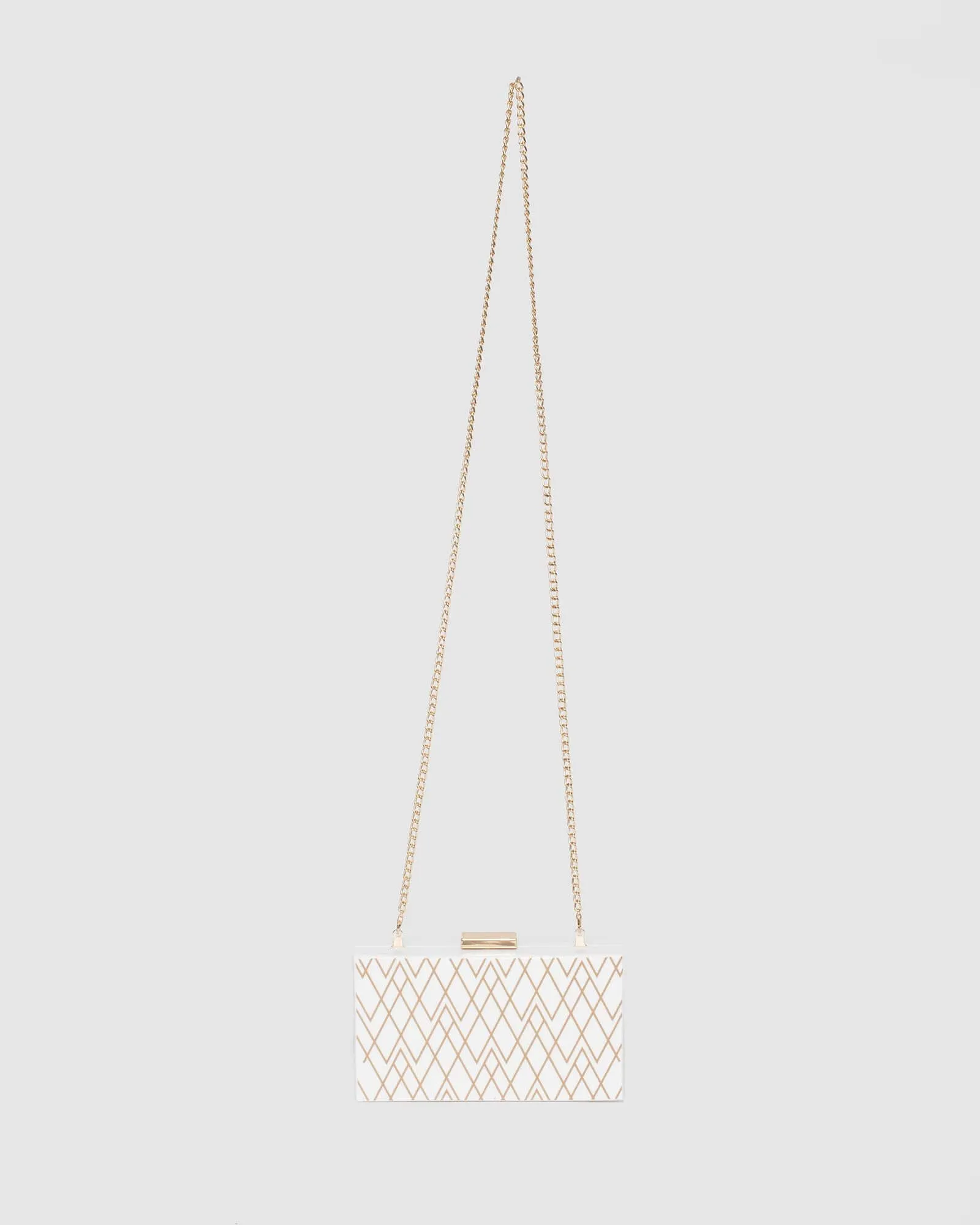 White Rowena Geo Acrylic Clutch Bag