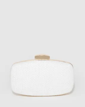 White Talia Weave Clutch Bag