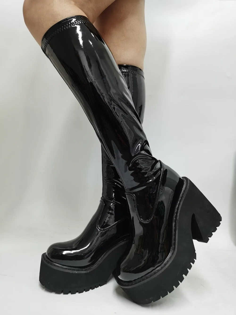 Women's Winter Punk Style Knee High Non-slip Platform Boot Shoes