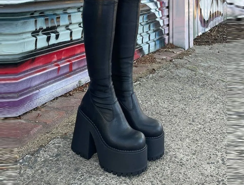 Women's Winter Punk Style Knee High Non-slip Platform Boot Shoes