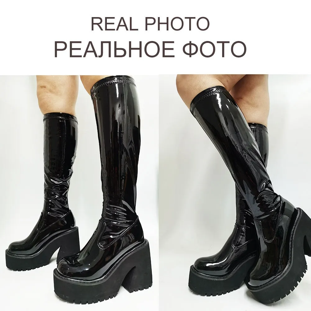 Women's Winter Punk Style Knee High Non-slip Platform Boot Shoes