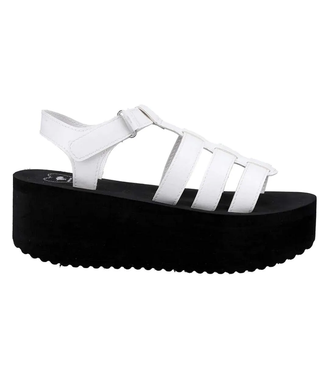 Womens/ladies helio terrence wedge sandals white/black Rocket Dog