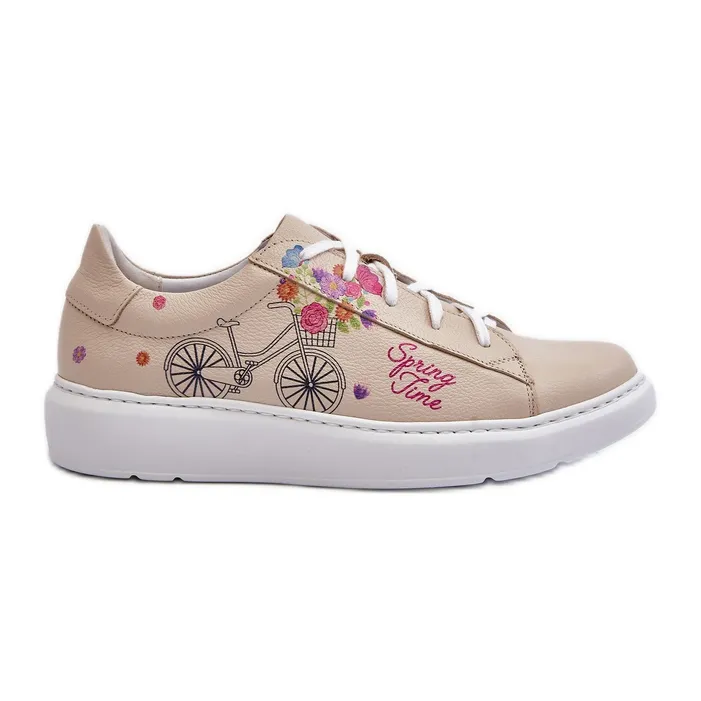 Zazoo 024/TAMARA Women's Leather Sneakers, Beige