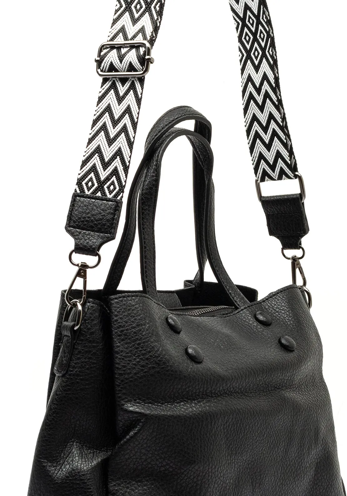 Zen Collection Patterned Strap Crossbody Bag, Black